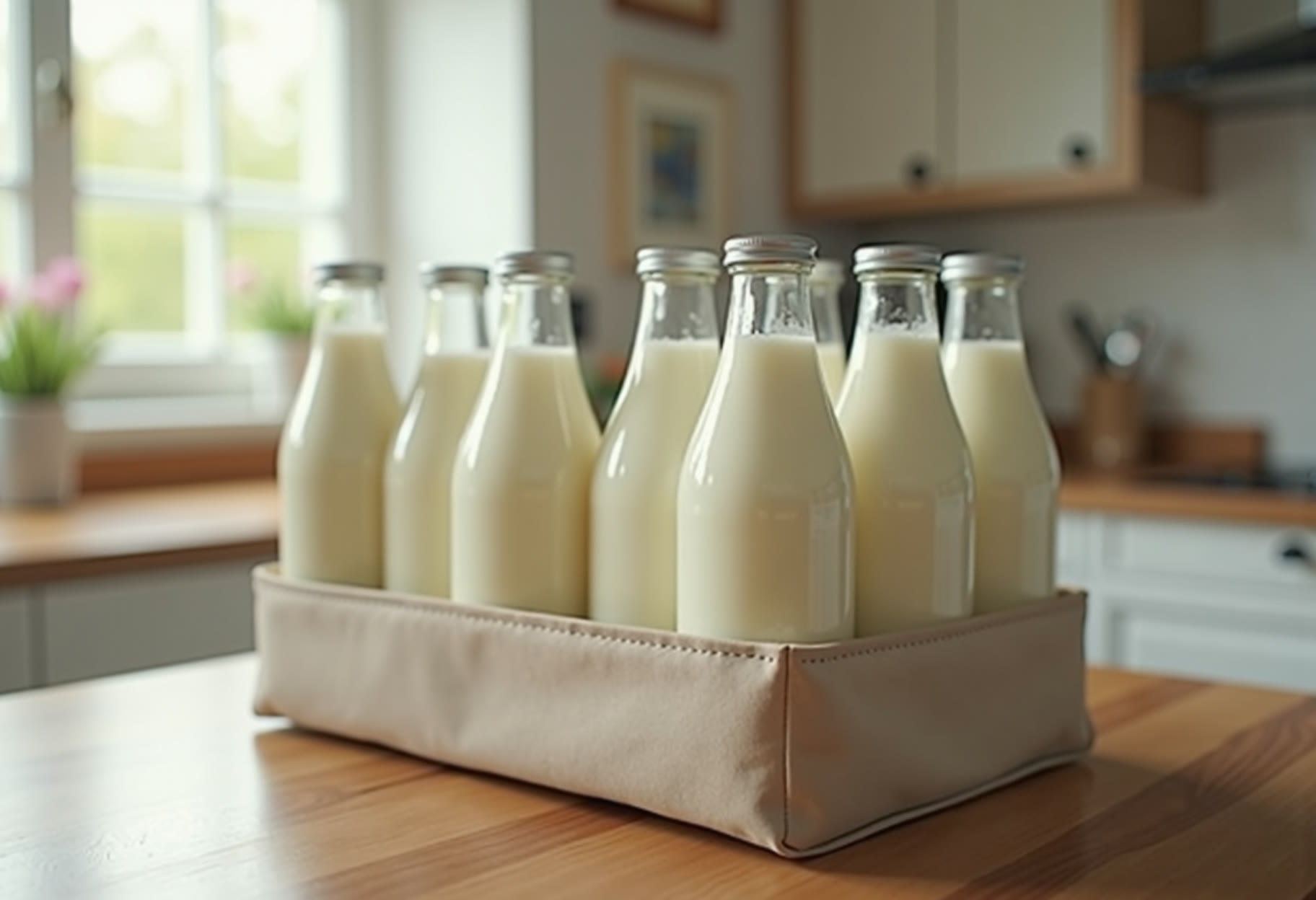 Cooler bag with labeled milk storage bottles